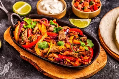 steak fajitas in restaurant