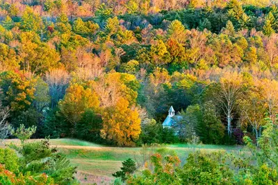 scenic overlook at Rich Mountain Road looking at Cades Cove church