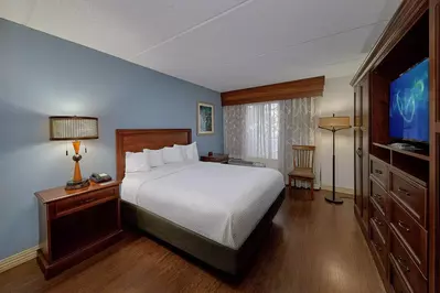 guest room inside The Inn on the River