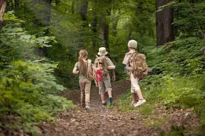 kids hiking in the mountains