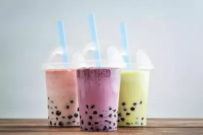 three cups of bubble tea