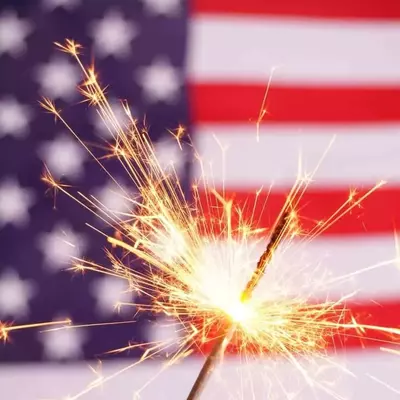 American flag and a sparkler