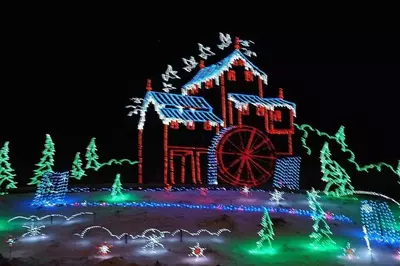 A Christmas lights display in Pigeon Forge at The Old Mill.