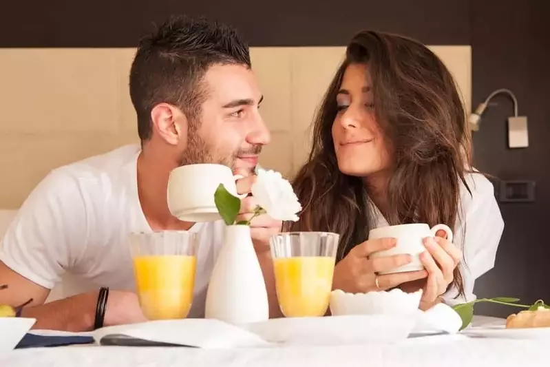 Couple enjoying breakfast at a romantic Pigeon Forge vacation