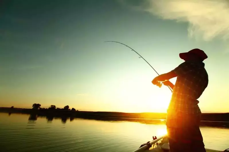 Man fishing in the sunset