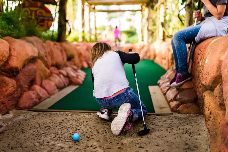 playing mini golf