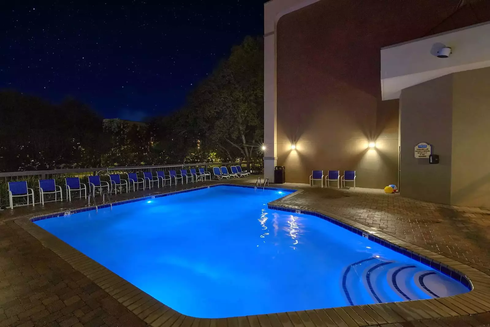 outdoor pool at night