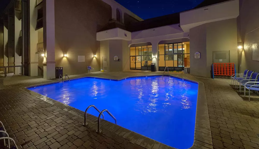 outdoor pool at night