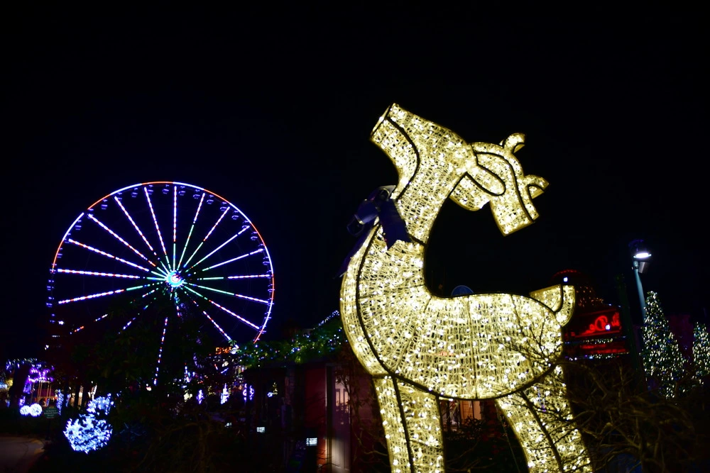 The Island with christmas decorations and lights