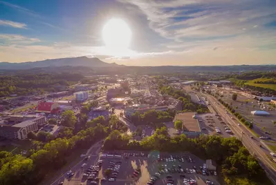 aerial view of Pigeon Forge TN